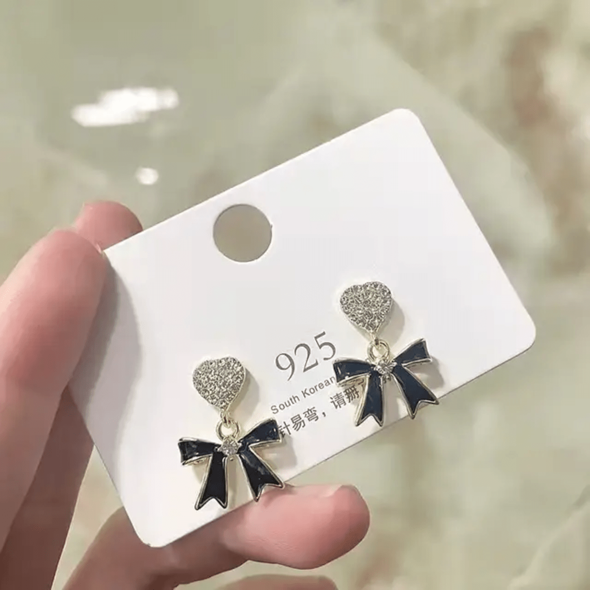 Korean Bow Shaped Drops Earrings