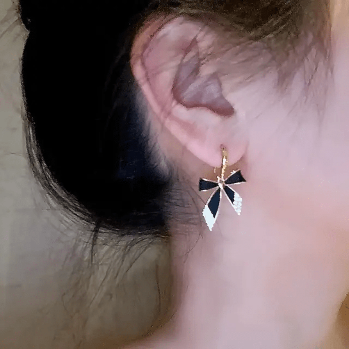 Korean Bow Shaped Drop Earrings