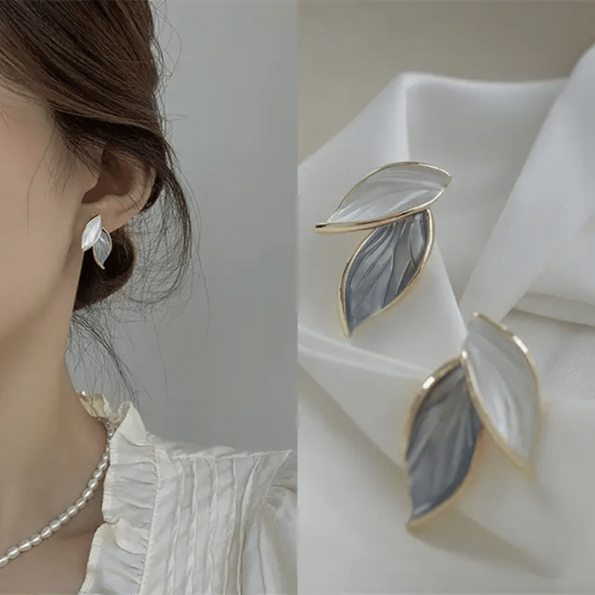 Korean Leaf Stud Earrings