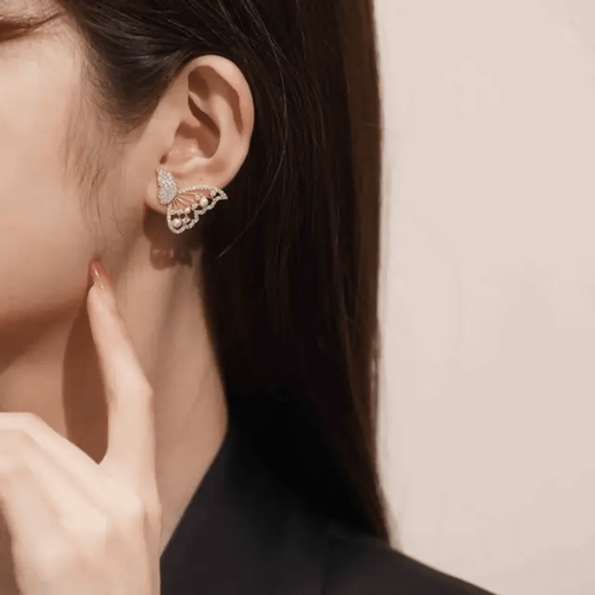 Korean Butterfly Diamond Stud Earrings