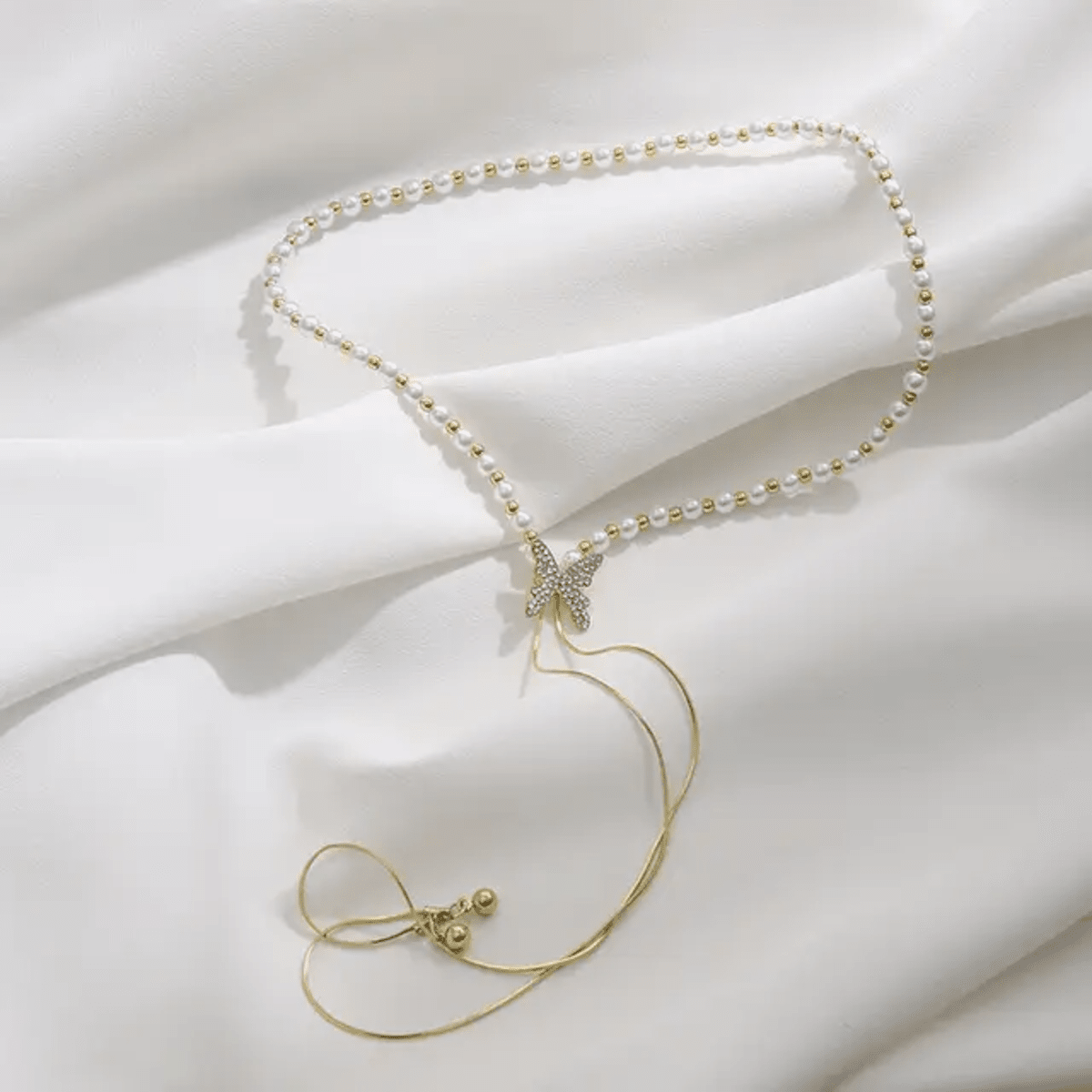 Pearl Butterfly adjustable Necklace