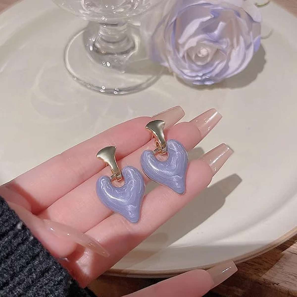 Korean Heart Shaped Stud Drops