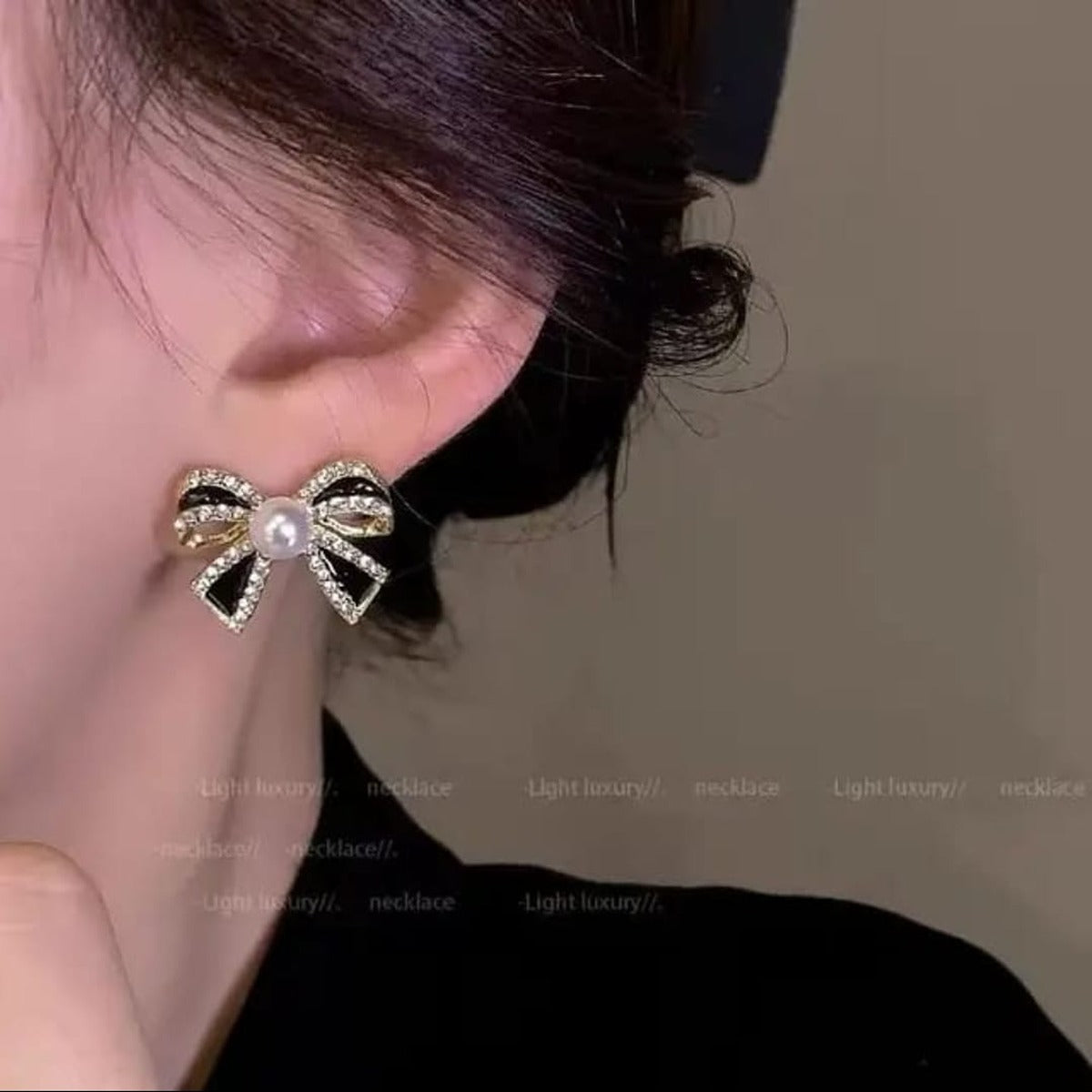 Korean Bow Shaped Stud Earrings