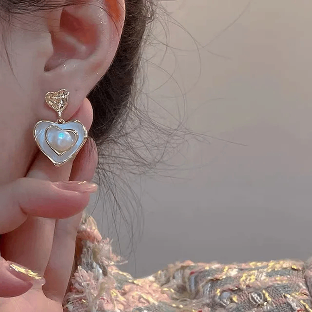Korean Heart Shaped Drop Earrings