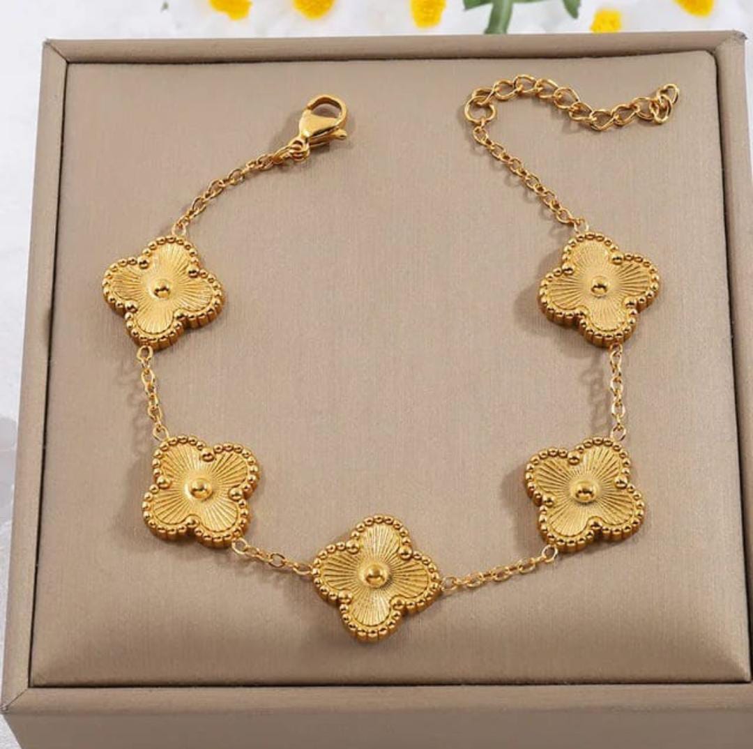 Golden Clover Charm Bracelet