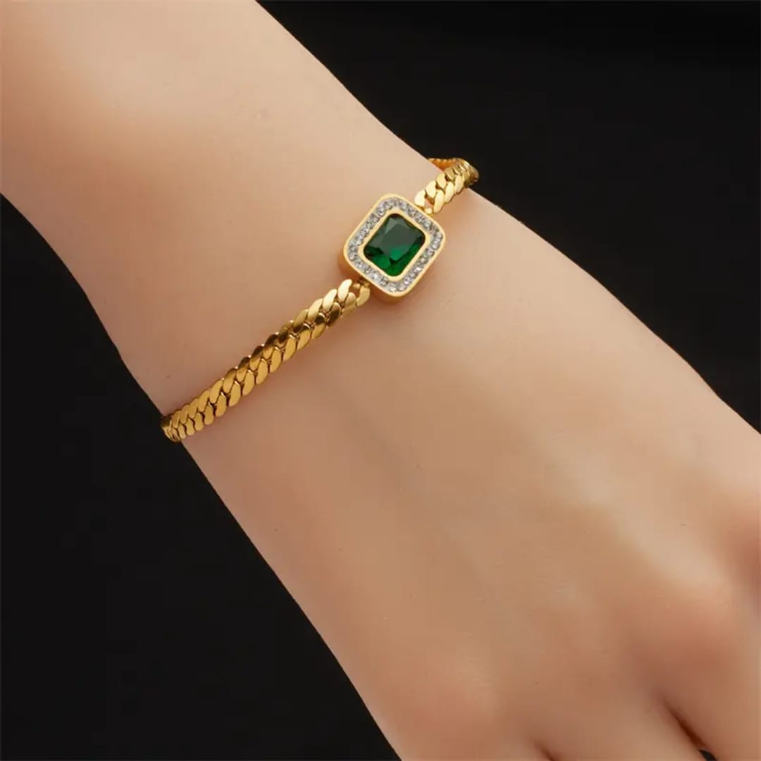 Anti-Tarnish Emerald Bracelet