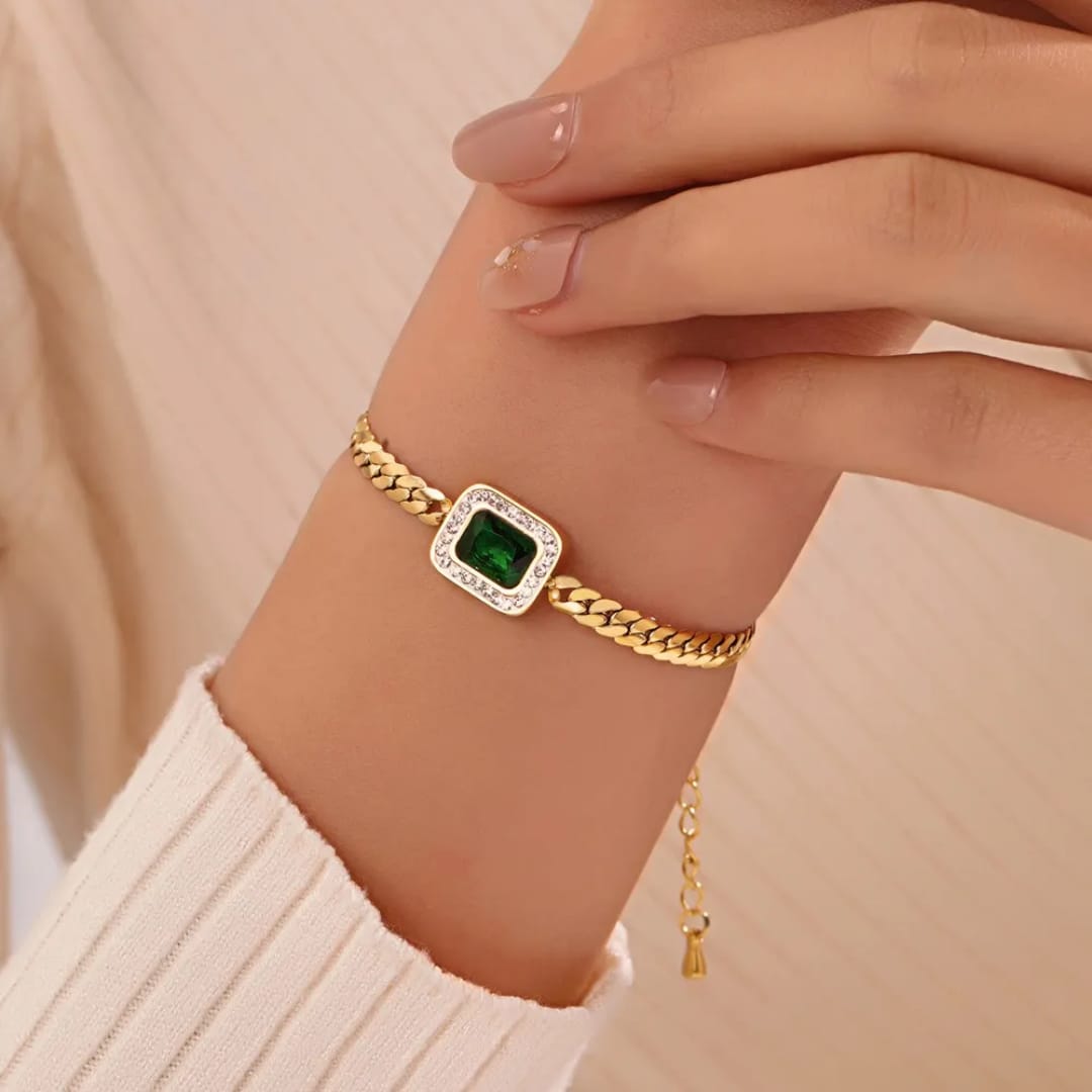 Anti-Tarnish Emerald Bracelet