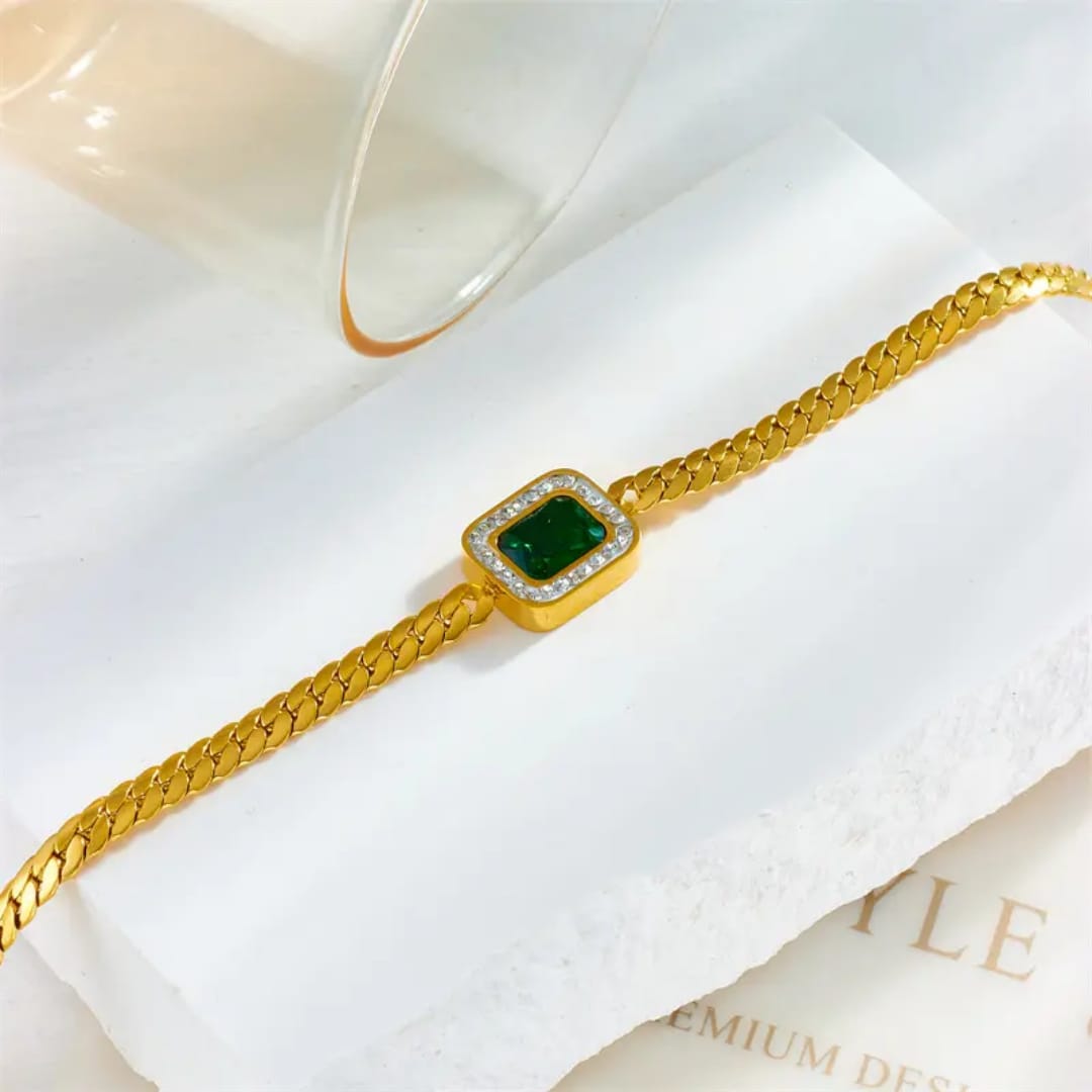 Anti-Tarnish Emerald Bracelet