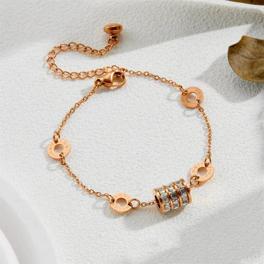 Anti-Tarnish Barrel Charm Bracelet