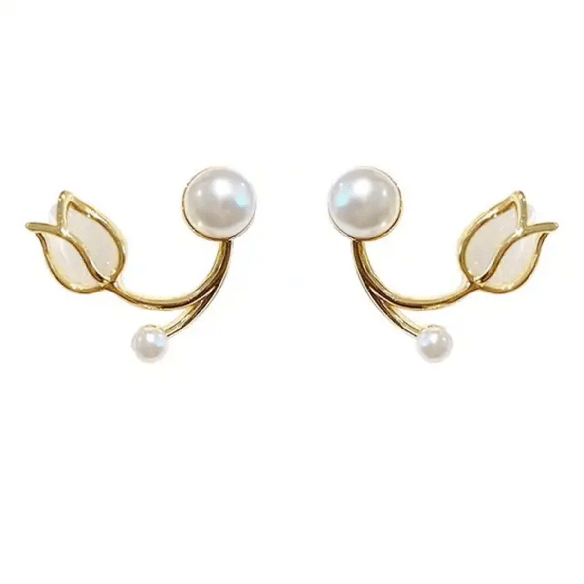 Korean Daisy Pearl Stud Earrings