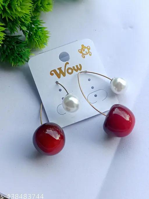 Cherry Drops with Pearls Earrings