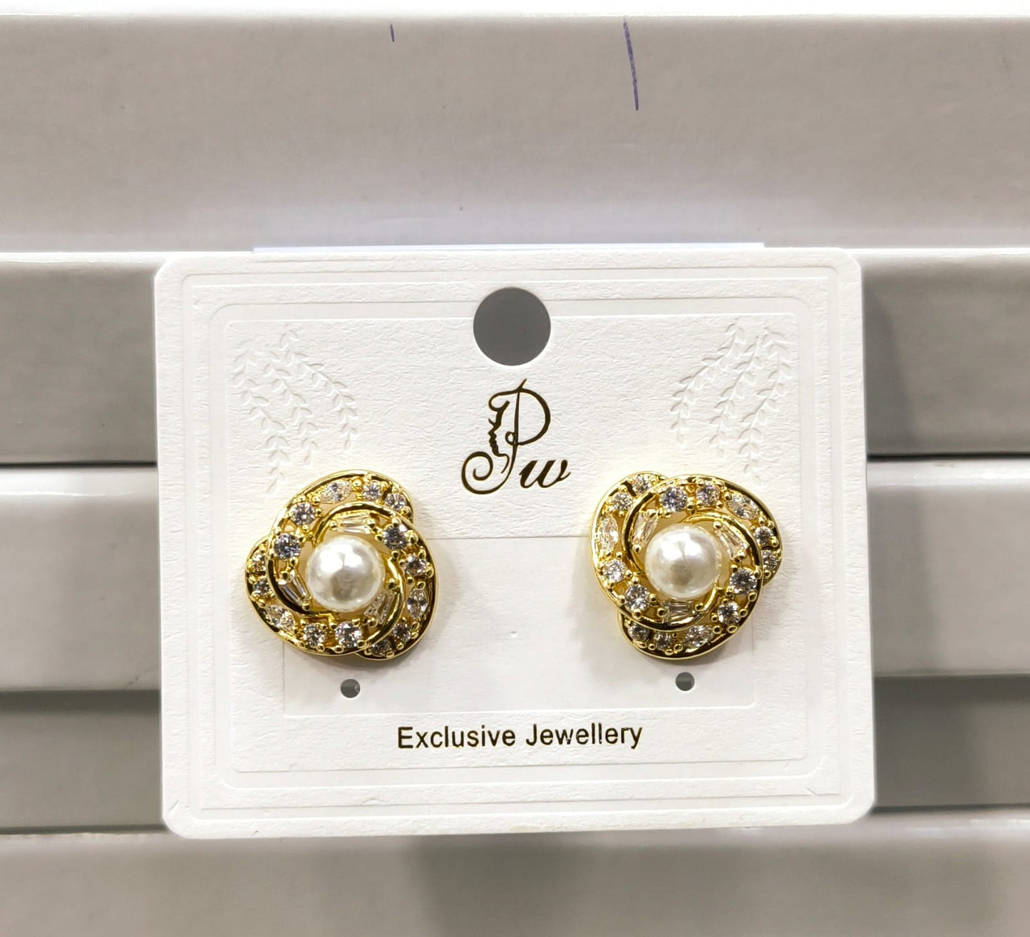 Korean Diamond Pearl Studs