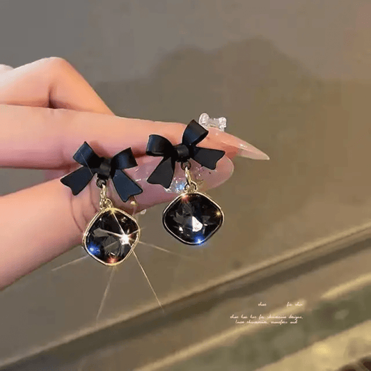 Korean Bow Drop Studs