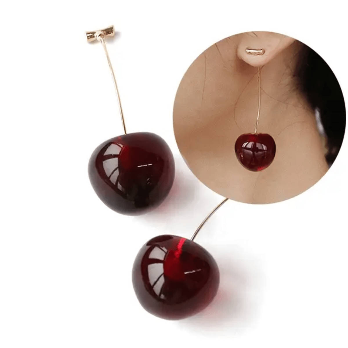 Red Cherry Drops Earrings