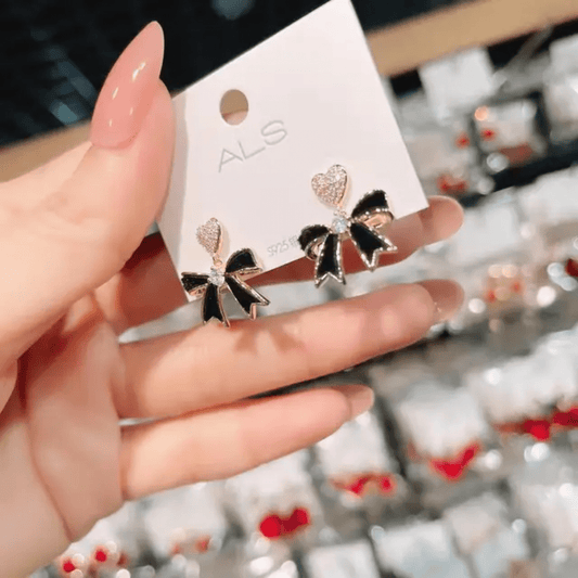 Korean Bow Shaped Drops Earrings