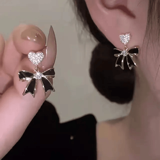 Korean Bow Shaped Drops Earrings