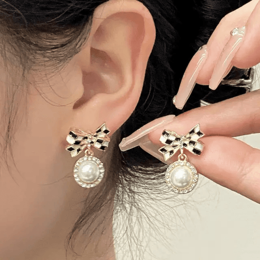 Korean Bow Shaped Drop Earrings