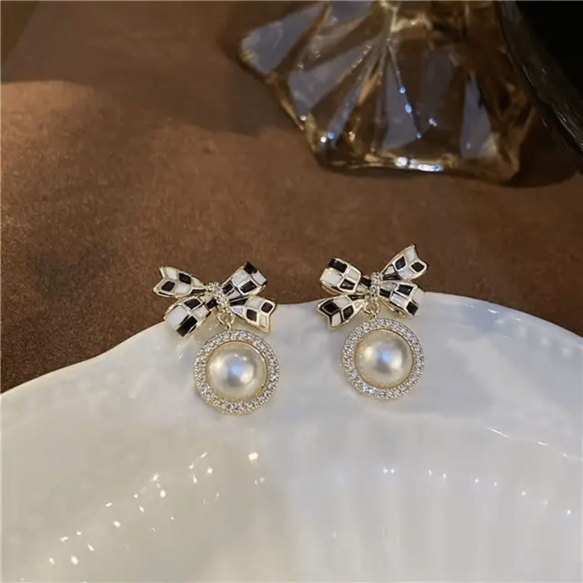 Korean Bow Shaped Drop Earrings