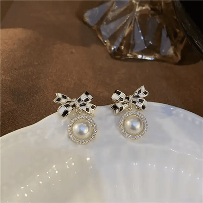 Korean Bow Shaped Drop Earrings