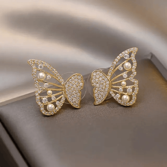 Korean Butterfly Diamond Stud Earrings