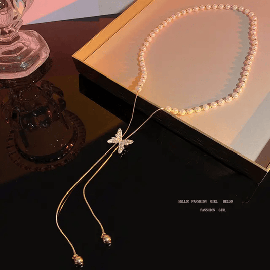 Pearl Butterfly adjustable Necklace