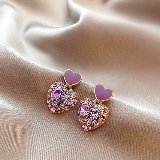 Korean Heart Shaped Drop Studs