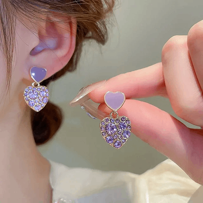 Korean Heart Shaped Drop Studs