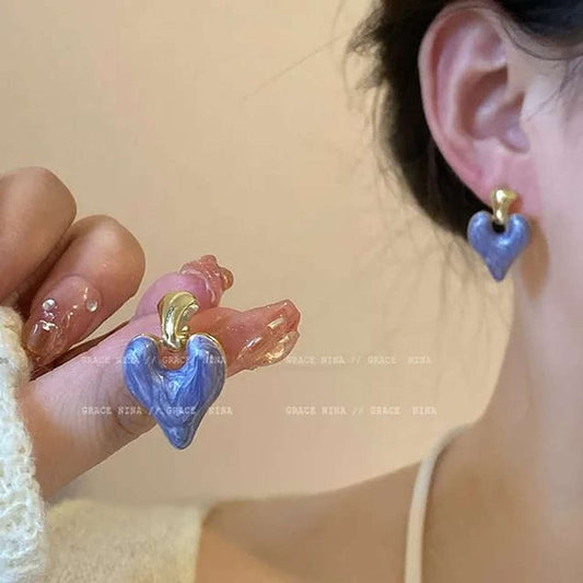 Korean Heart Shaped Stud Drops