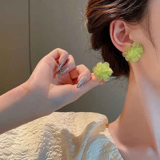 Light Green Flower Stud Earrings