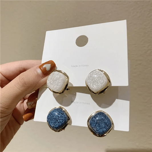 White Square Stud Earrings