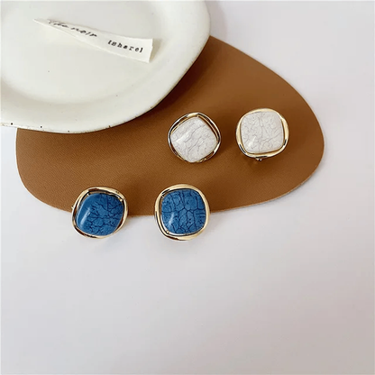 White Square Stud Earrings