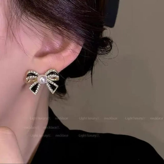 Korean Bow Shaped Stud Earrings