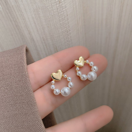Korean Diamond Pearl Stud Earrings