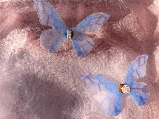 Korean Purple Blue Butterfly Stud Earrings