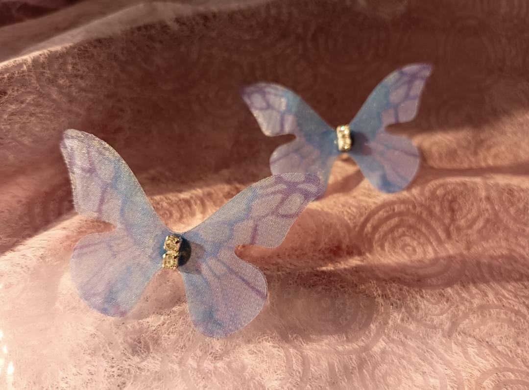 Korean Purple Blue Butterfly Stud Earrings
