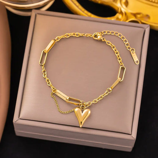 Heart Charm Anti-Tarnish Bracelet