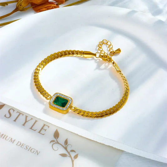 Anti-Tarnish Emerald Bracelet