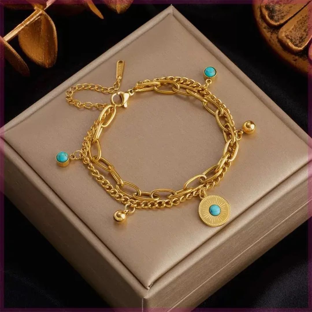 Golden & Blue Charm Bracelet