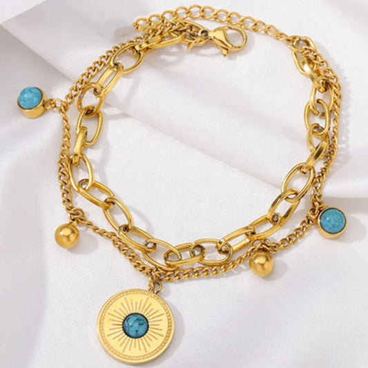 Golden & Blue Charm Bracelet