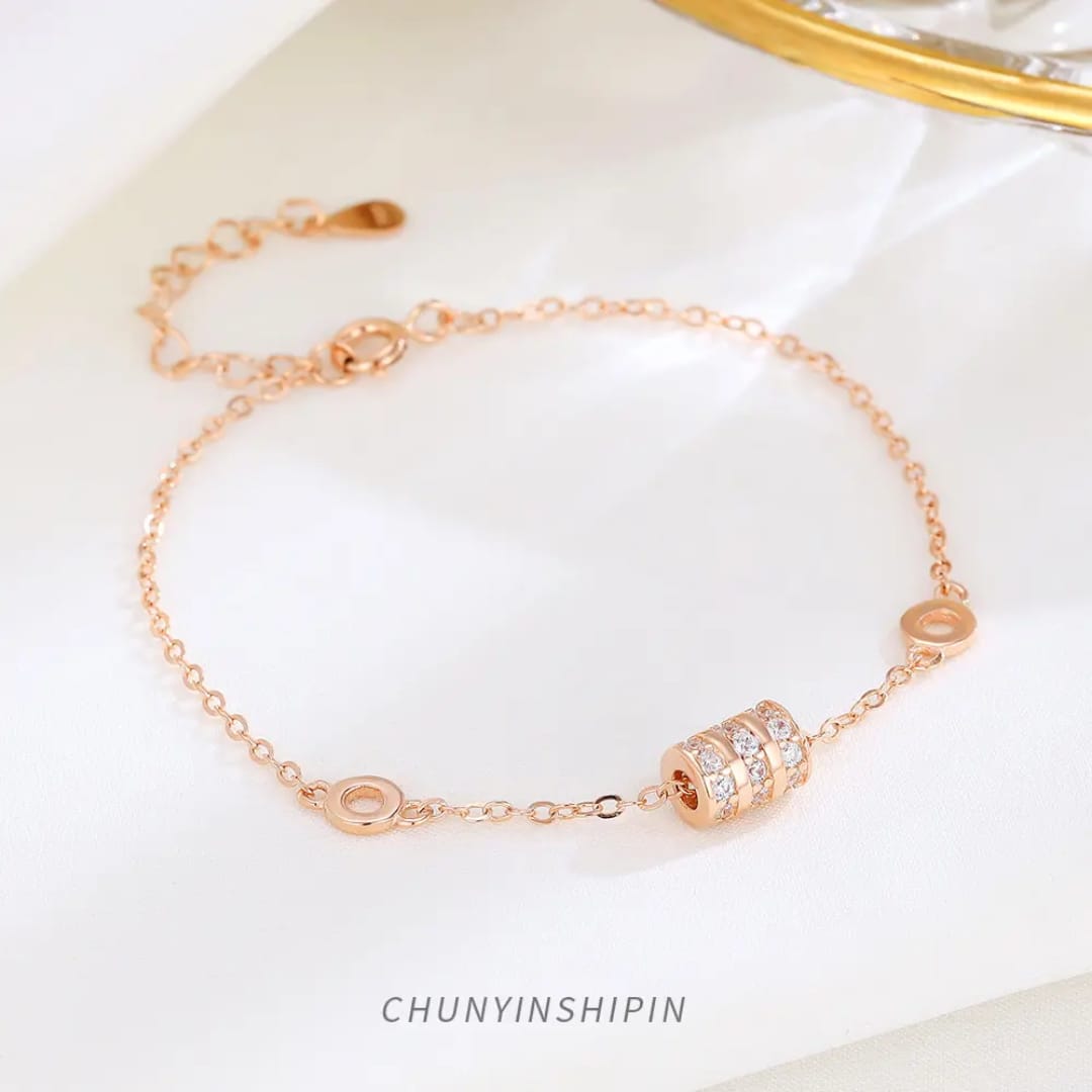 Anti-Tarnish Barrel Charm Bracelet