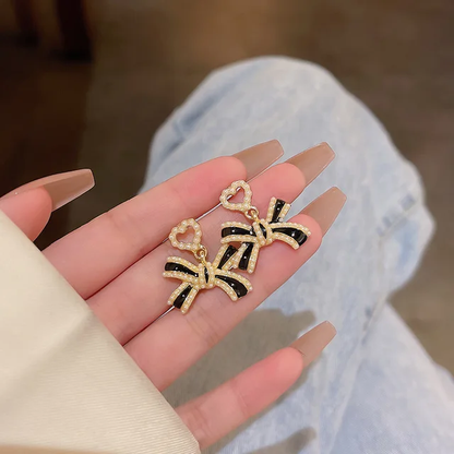 Korean Bow Pearl Earrings
