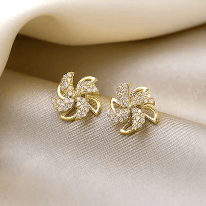 Korean Swirl Diamond Stud Earrings