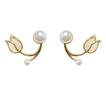 Korean Daisy Pearl Stud Earrings