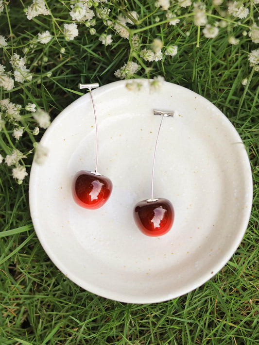 Red Cherry Drops Earrings