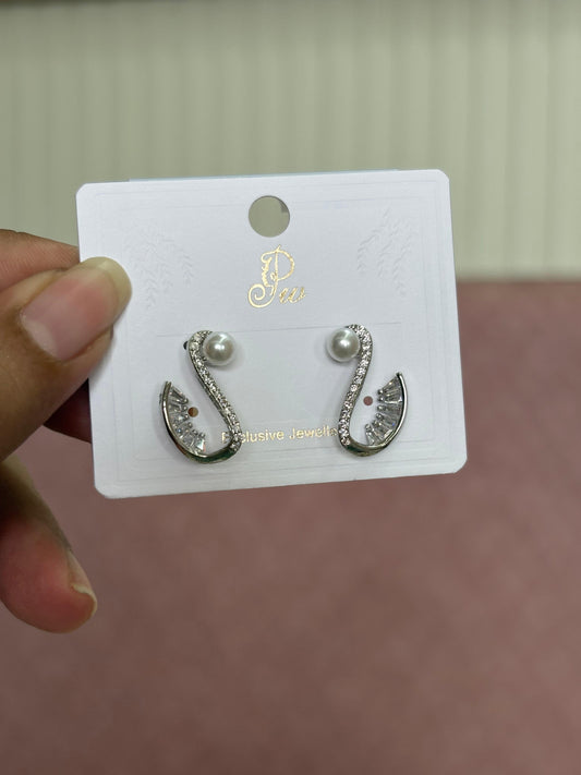 Korean diamond pearl stud