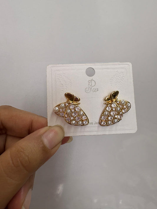 Korean diamond butterfly stud