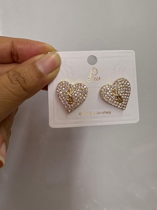 Korean diamond heart shaped stud