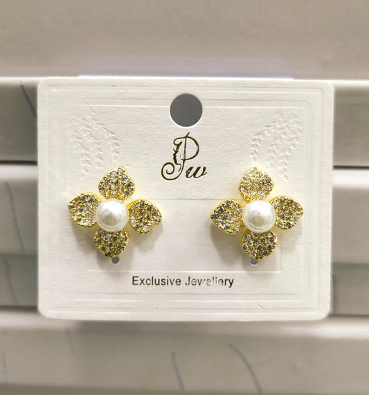 Korean Diamond Pearl Studs