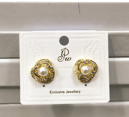 Korean Diamond Pearl Studs