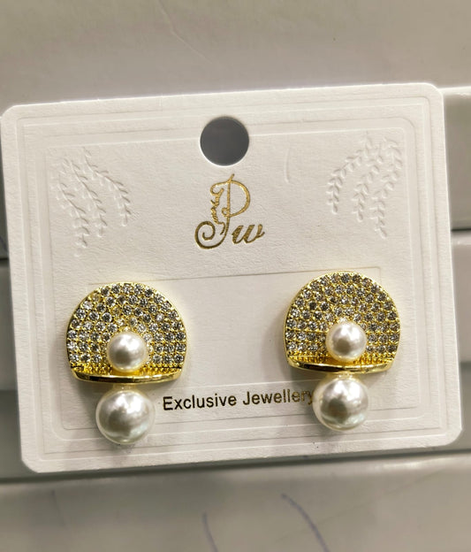 Korean Diamond Pearl Stud